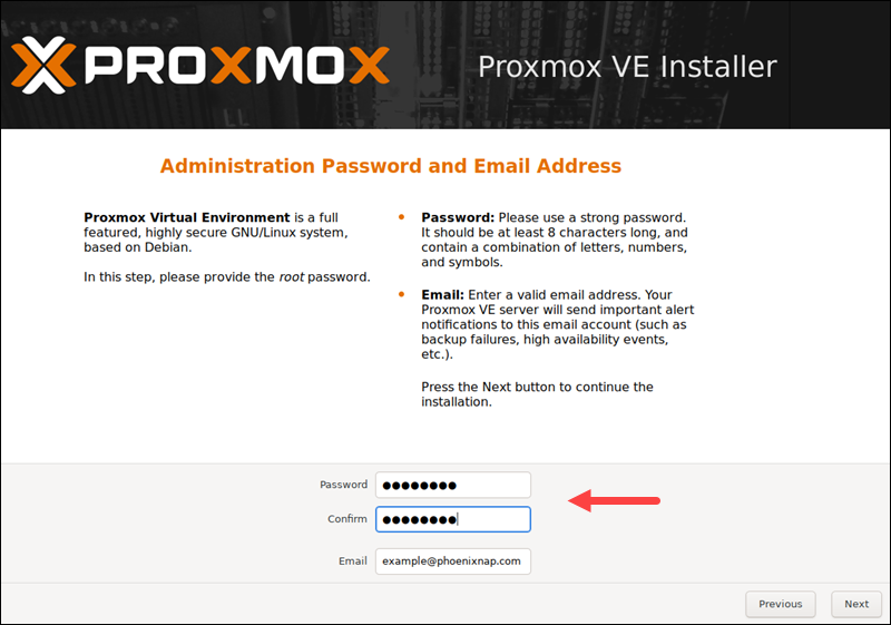 Choose root password.